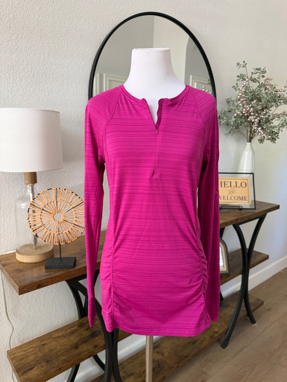 Athleta Hot Pink Long Sleeve Quarter-Zip Tunic